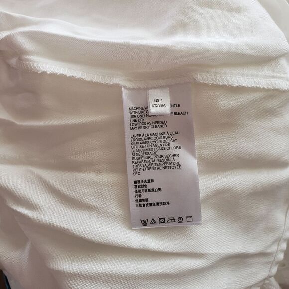 Anthropologie Eyelet Tie Neck 100% Cotton Summer Dress White Size 4 Round Neck - Picture 10 of 12